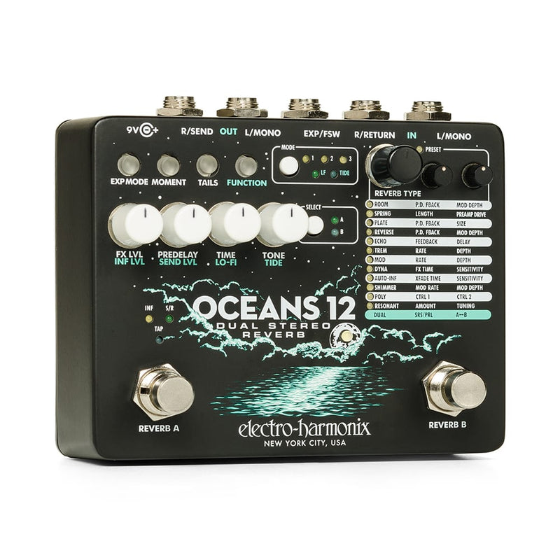 Electro Harmonix Oceans 12 Dual Stereo Reverb Effect Pedal