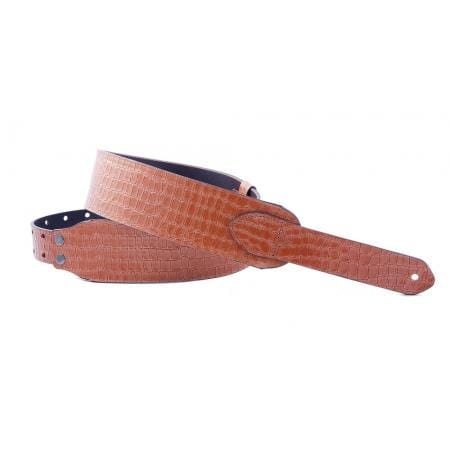 Onori Suede 2" Guitar Strap with Croc Head | Brown