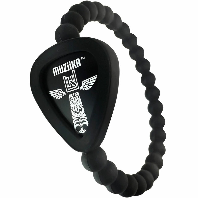 Pickbandz MUZiiKA Epic Black Guitar Pick Holder Beaded Bracelet, Small