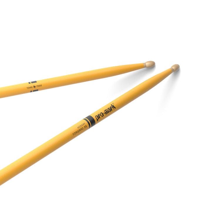 ProMark Classic Forward 5B Painted Yellow Hickory Drumstick, Oval Wood Tip