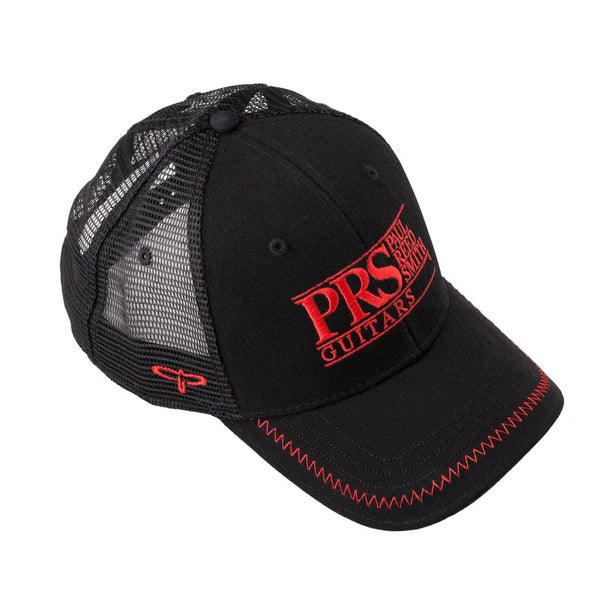 PRS Logoed Black Trucker Hat | Red Logo