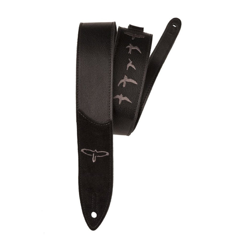 PRS Premium Leather Strap, Birds Embroidery | Black
