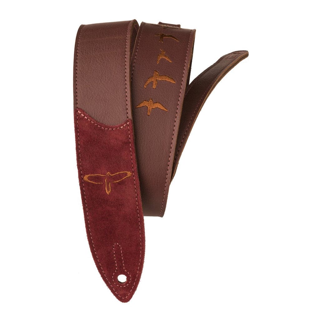 PRS Premium Leather Strap, Birds Embroidery | Burgundy