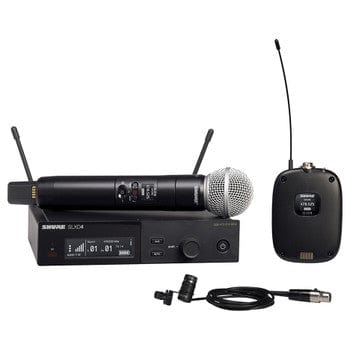 Combo System with SLXD1 Bodypack, SLXD4 Receiver, SM58 and WL185 Lavalier Microphone
