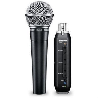 Shure SM58 + X2U Cardioid Dynamic Vocal Microphone with X2U XLR-to-USB Signal Adapter