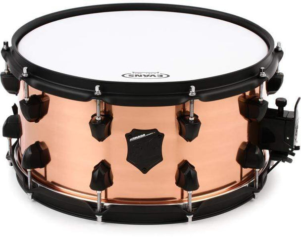 SJC Armada Snare Drum 7"x14" | Flat Black Hardware Copper Shell